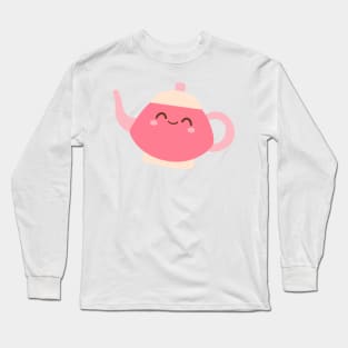 Cute Pink Tea-Pot Kawaii Long Sleeve T-Shirt